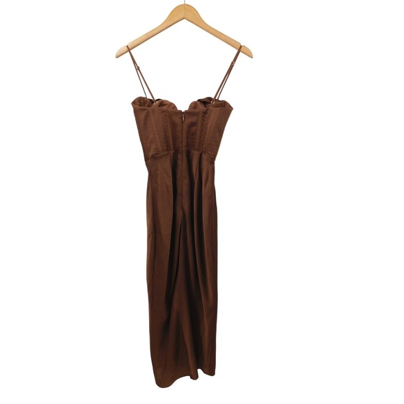 House of CB Myrna Satin Corset Midi Satin Dress Chocolate Brown XS - Picture 3 of 8